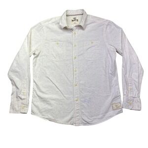 Roebuck‎ & Co Mens White Speckled Button Down Shirt Long Sleeve Casual Preppy L